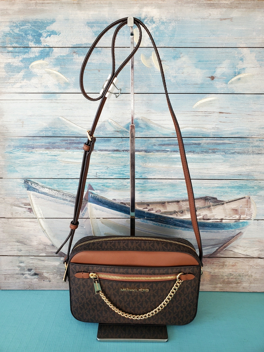 Michael Kors Jet Set Item Large East West Zip Chain Shoulder Crossbody Bag